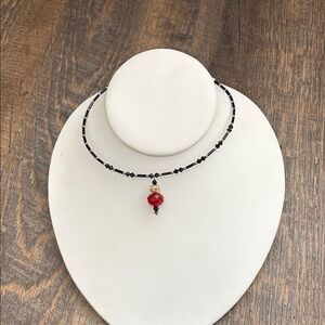 Bellagio Crystals Made In Usa Vintage Choker‎ Red Black Necklace Goth Sexy